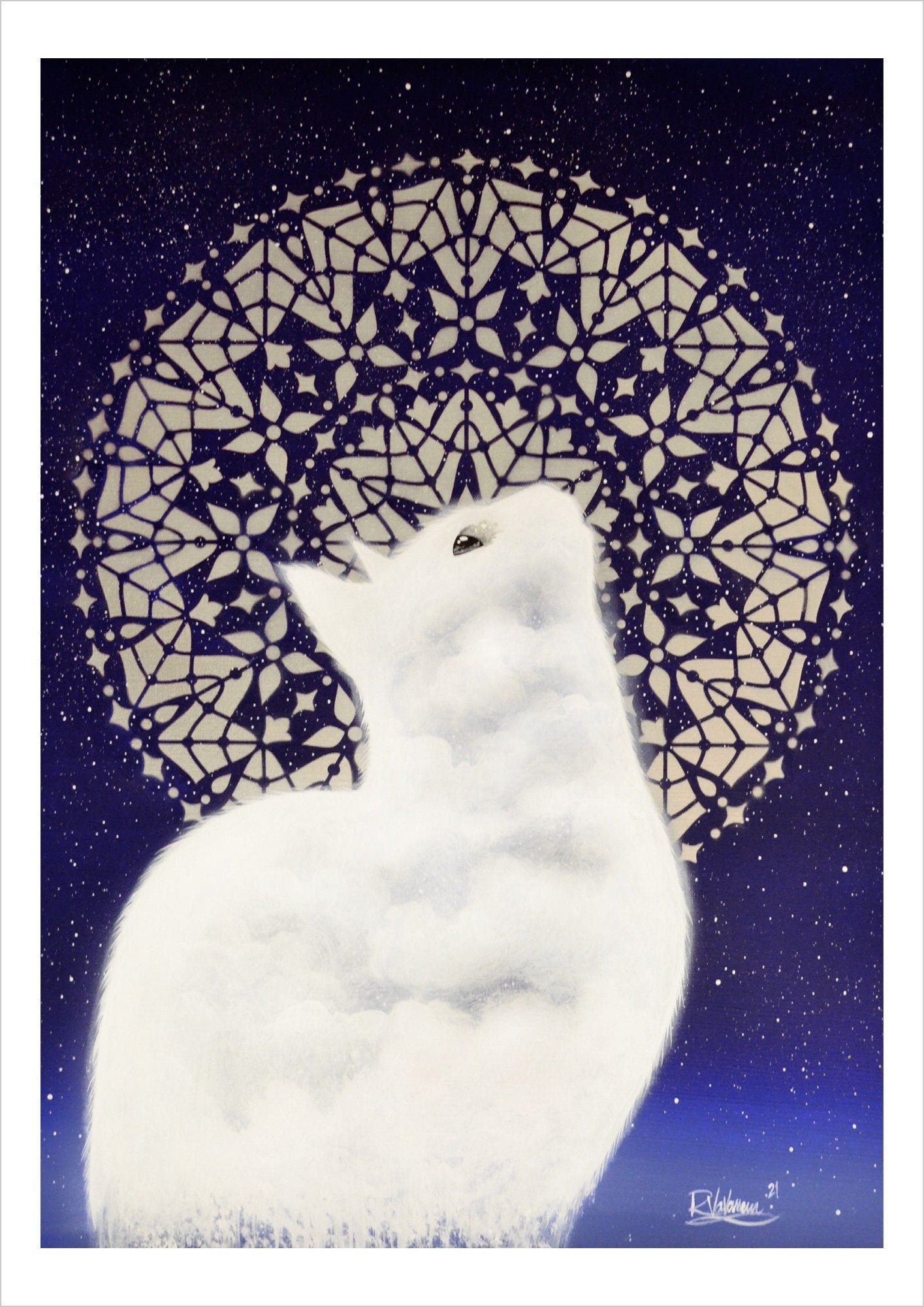Cato sum - dreamy cloud cat art print by Raphaël Vavasseur