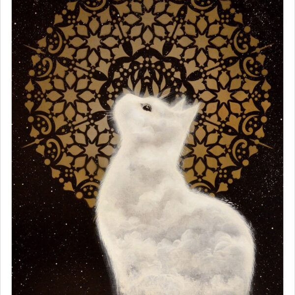 Cato - mystical cat cloud art print by Raphaël Vavasseur