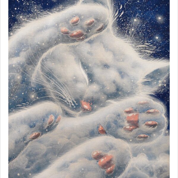 The ball of yarn cat - dreamy cloud cat art print by Raphaël Vavasseur