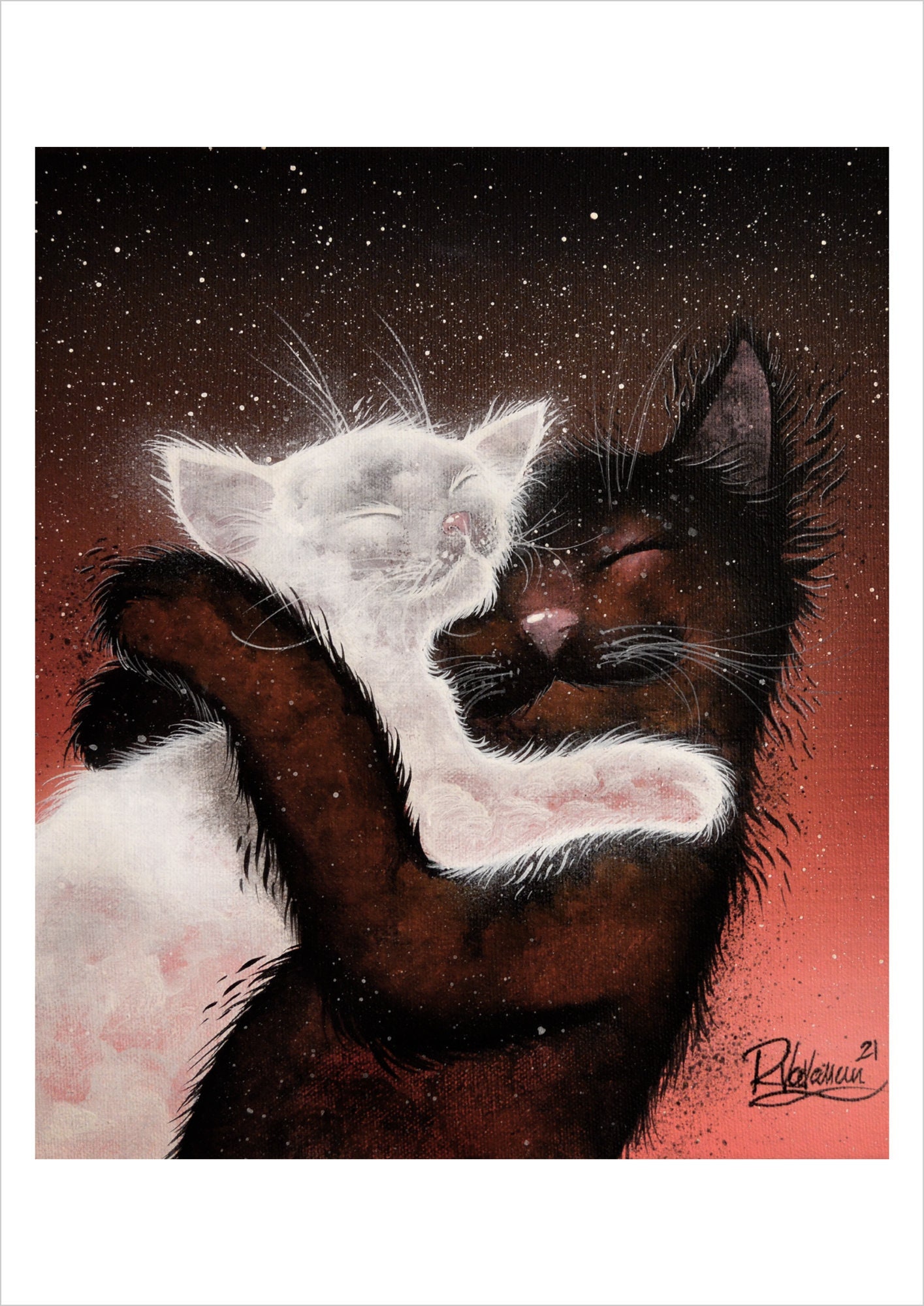 Minoo - celestial cloud cat print by Raphaël Vavasseur