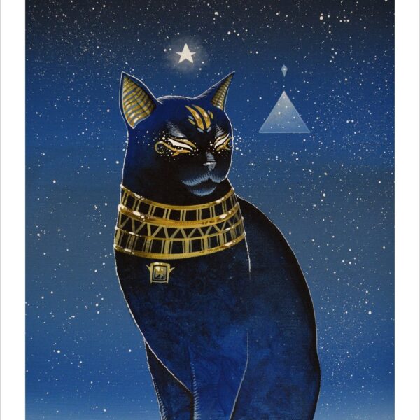 Bastet cat hermeticism - enchanted cat art print by Raphaël Vavasseur