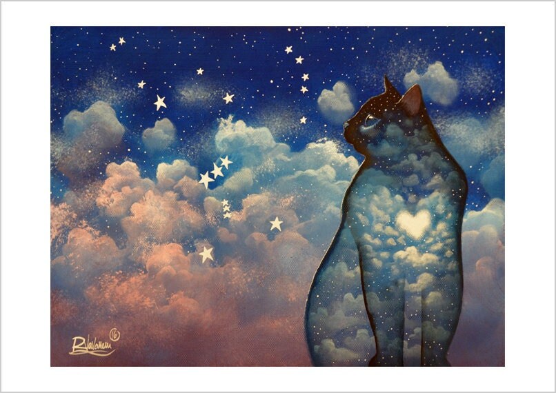 Orion cat - ethereal feline cloud print by Raphaël Vavasseur