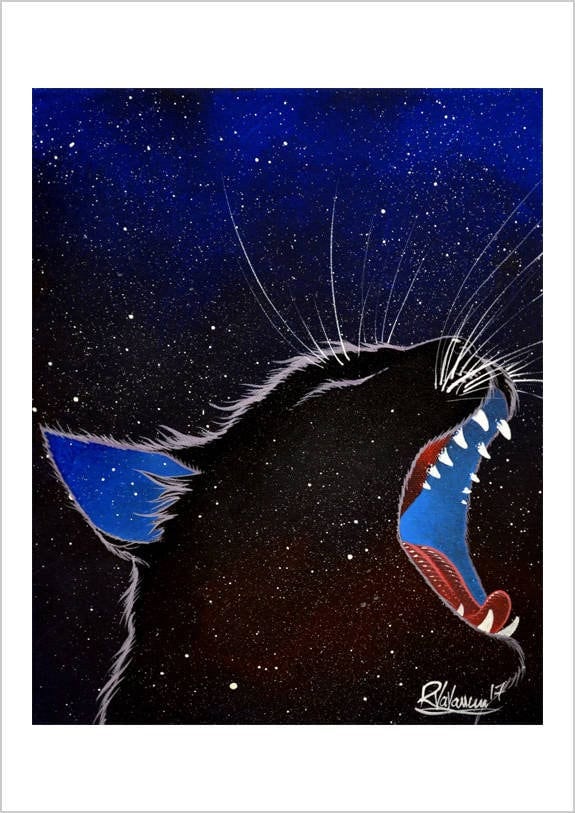 The cry - cosmic mystical cat print by Raphaël Vavasseur