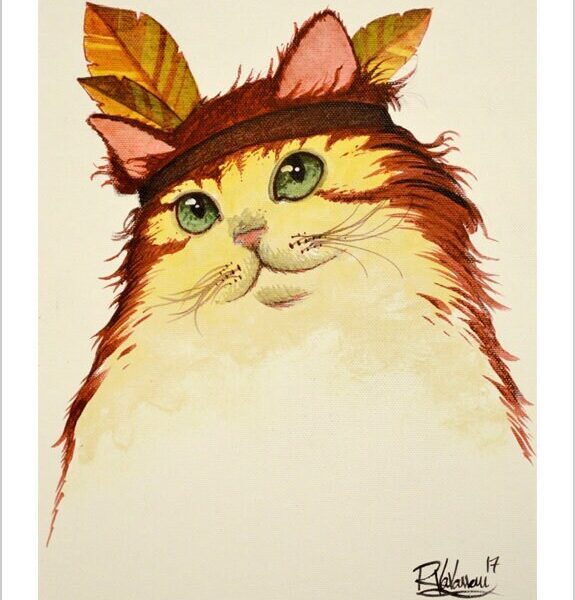 Little grass smoke - soft pastel cat art print by Raphaël Vavasseur