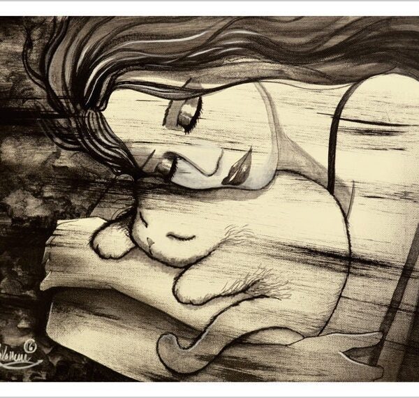 Moment of tenderness - black and white cat art print by Raphaël Vavasseur