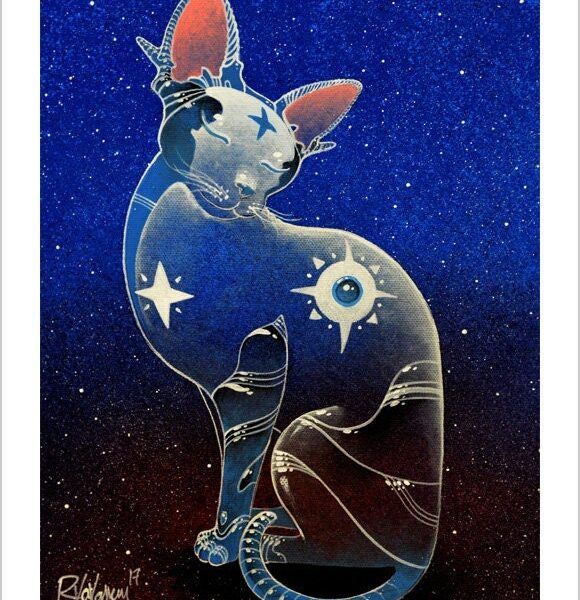 Cyborg cat - spellbound feline print by Raphaël Vavasseur