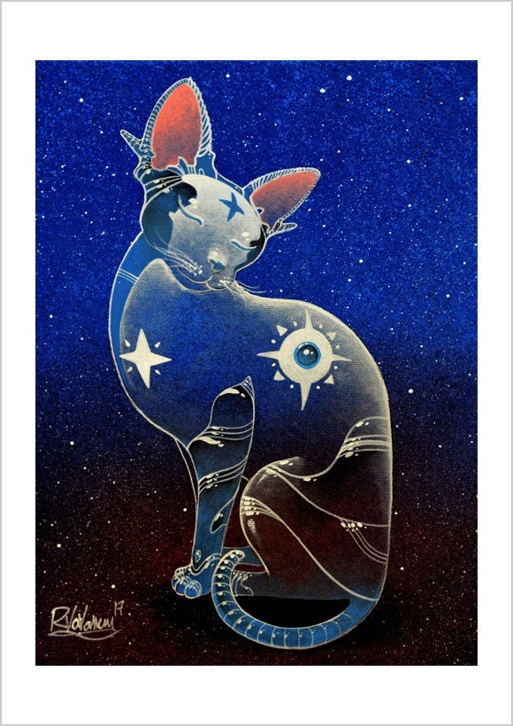 Cyborg cat - spellbound feline print by Raphaël Vavasseur