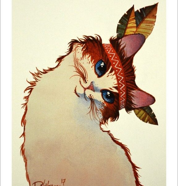 Little spring - gentle feline art print by Raphaël Vavasseur