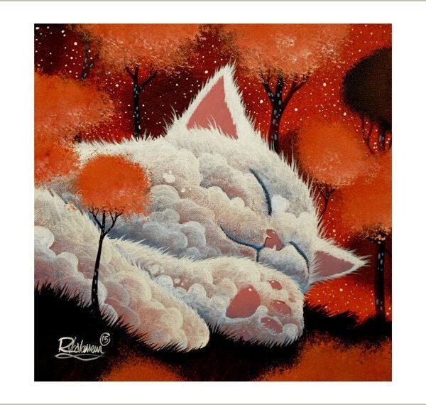Sleeping cloud - mystical cat cloud art print by Raphaël Vavasseur