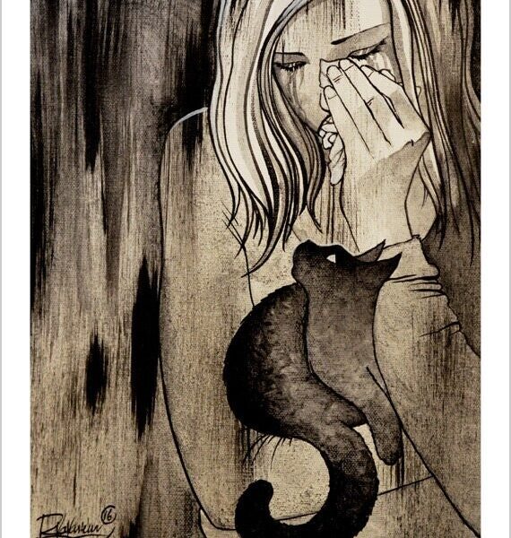 The support of pain - monochrome feline art print by Raphaël Vavasseur