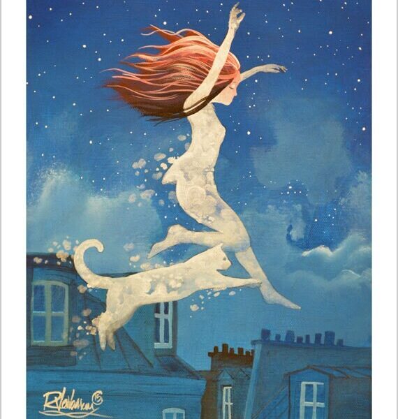 Over Paris - Paris feline art print by Raphaël Vavasseur