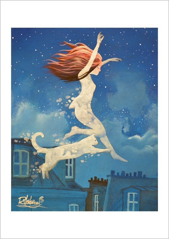 Over Paris - Paris feline art print by Raphaël Vavasseur