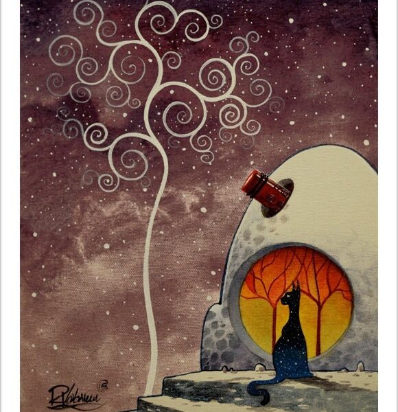 Astronomy cat - cosmic cat art print by Raphaël Vavasseur