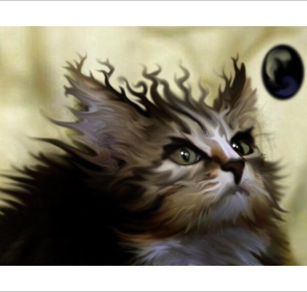 Cat is magic - enchanted digital feline print by Raphaël Vavasseur