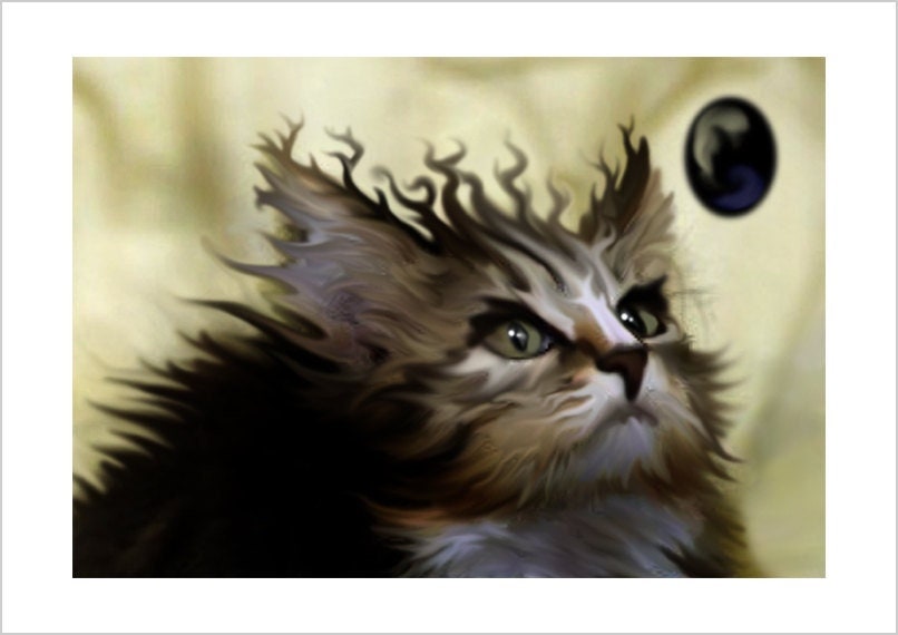 Cat is magic - enchanted digital feline print by Raphaël Vavasseur
