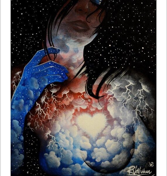 Woman heart - ethereal feline cloud print by Raphaël Vavasseur