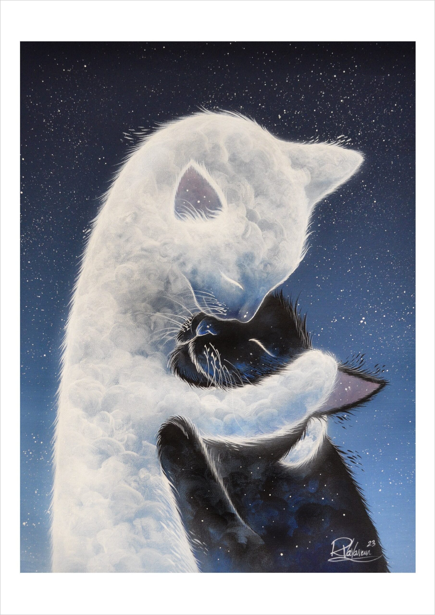 Feline - mystical cat cloud art print by Raphaël Vavasseur