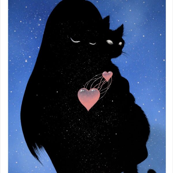 Soul's links - gentle feline art print by Raphaël Vavasseur