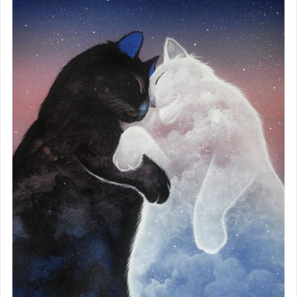 Felina astral - celestial cloud cat print by Raphaël Vavasseur