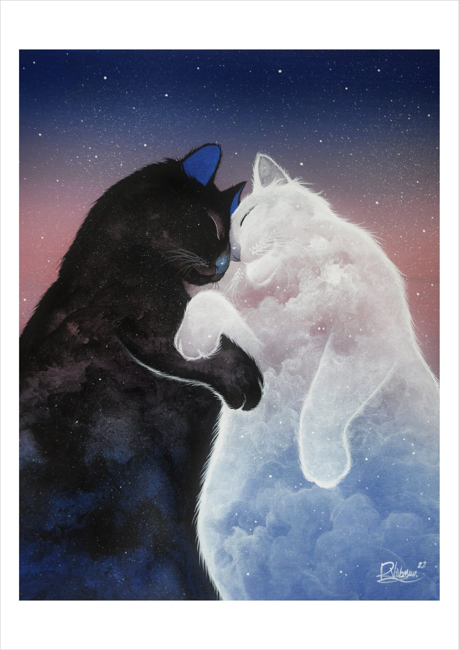 Felina astral - celestial cloud cat print by Raphaël Vavasseur
