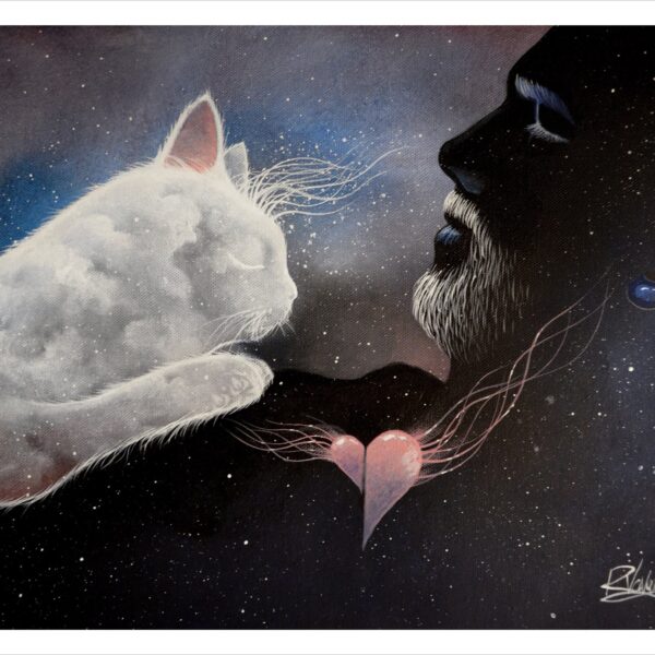 Links - dreamy cloud cat art print by Raphaël Vavasseur