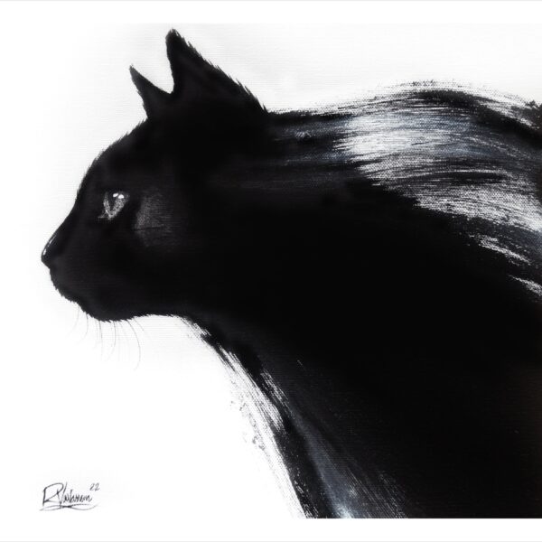 Darks - noir cat art print by Raphaël Vavasseur