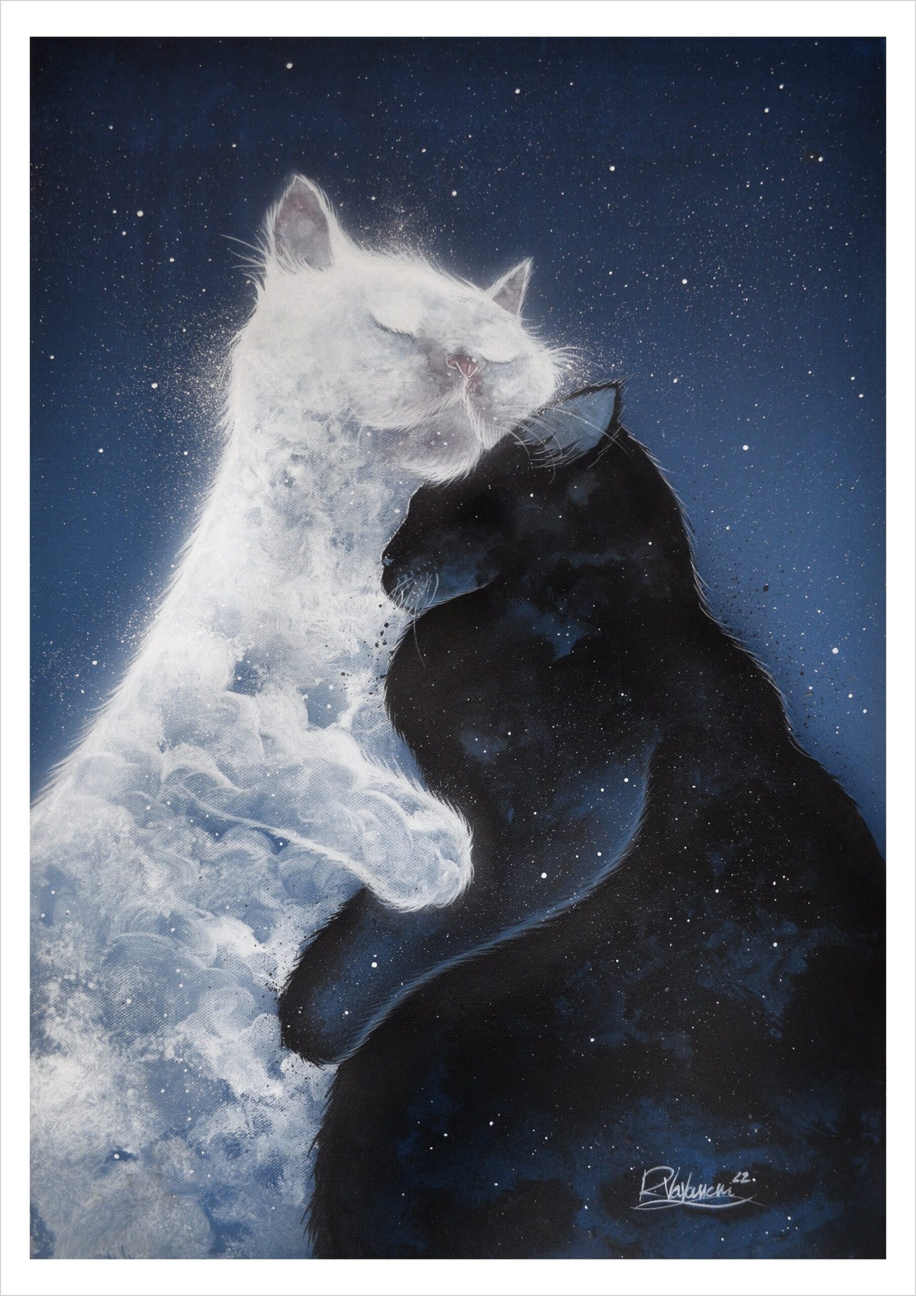 Felina - soft pastel cat art print by Raphaël Vavasseur