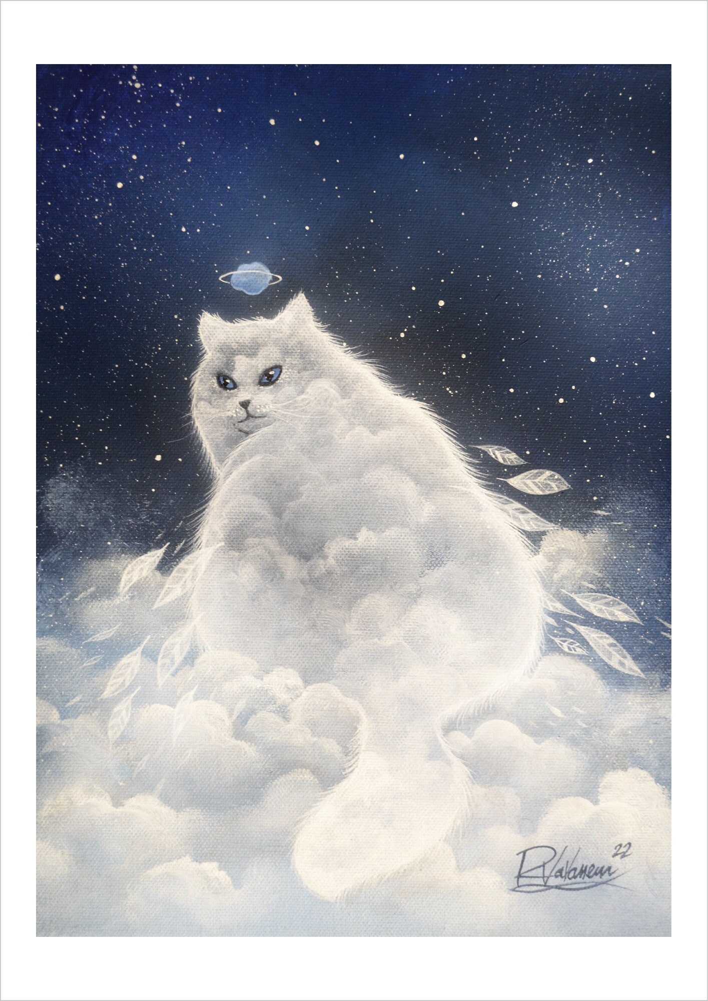 Sweet cloud cat - ethereal feline cloud print by Raphaël Vavasseur