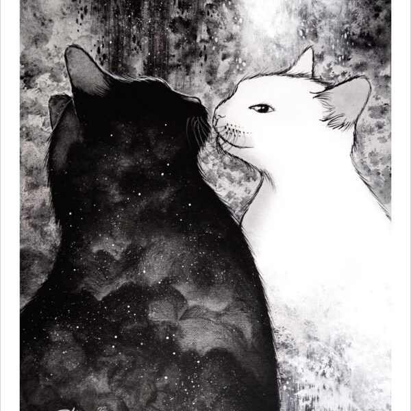 The subtlety of the cat - B&W mystical cat print by Raphaël Vavasseur