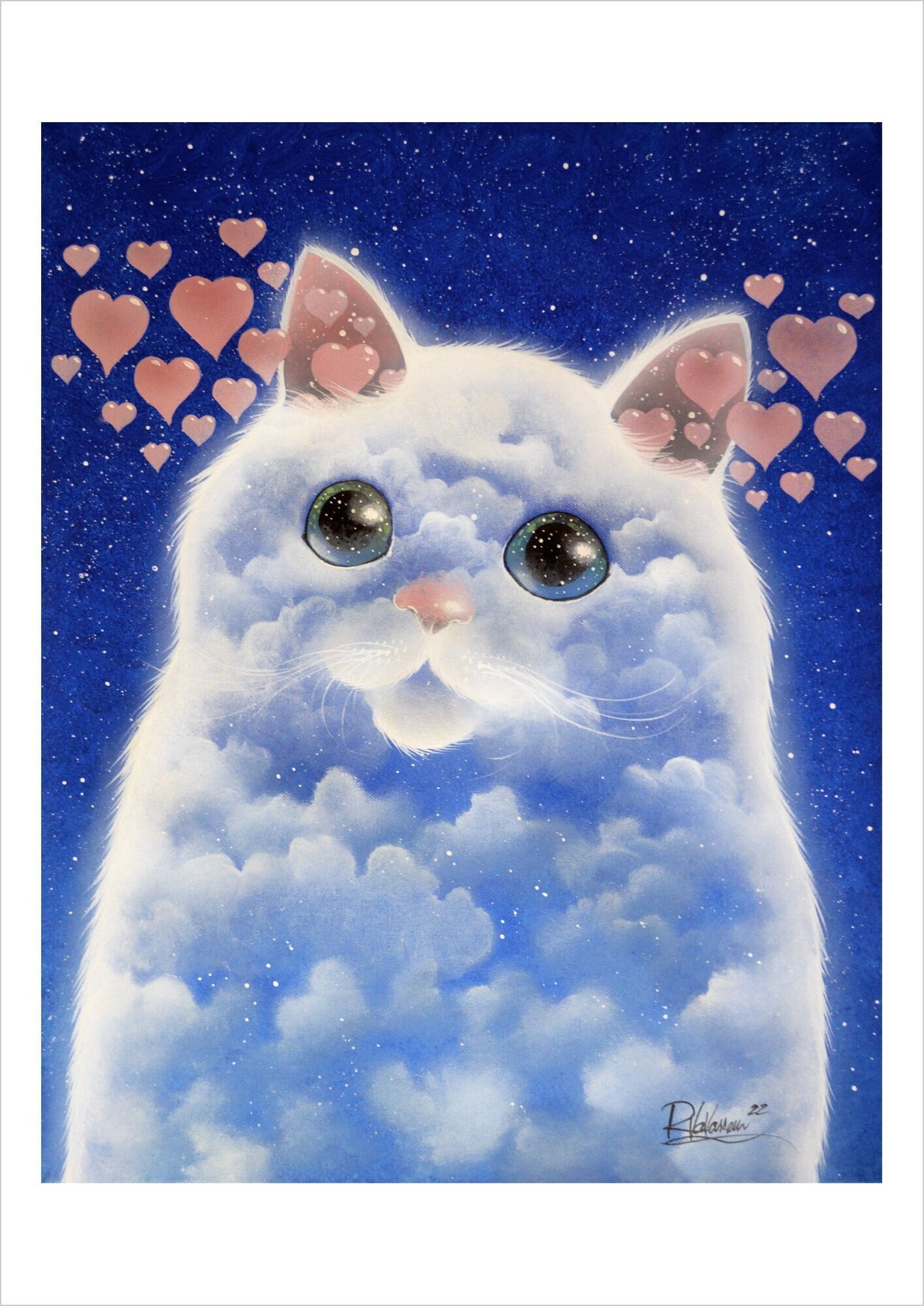 Eternal love - ethereal feline cloud print by Raphaël Vavasseur