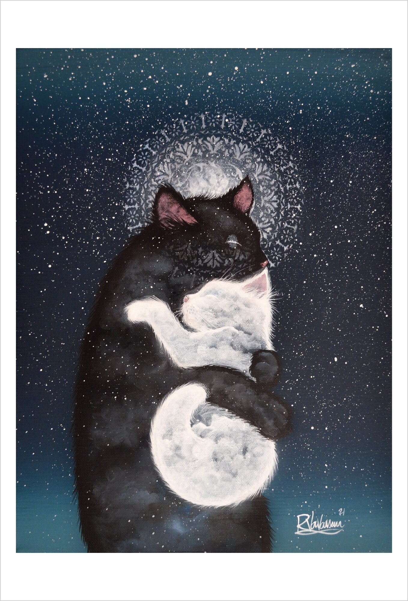 Baboo - soft mystical cat print by Raphaël Vavasseur