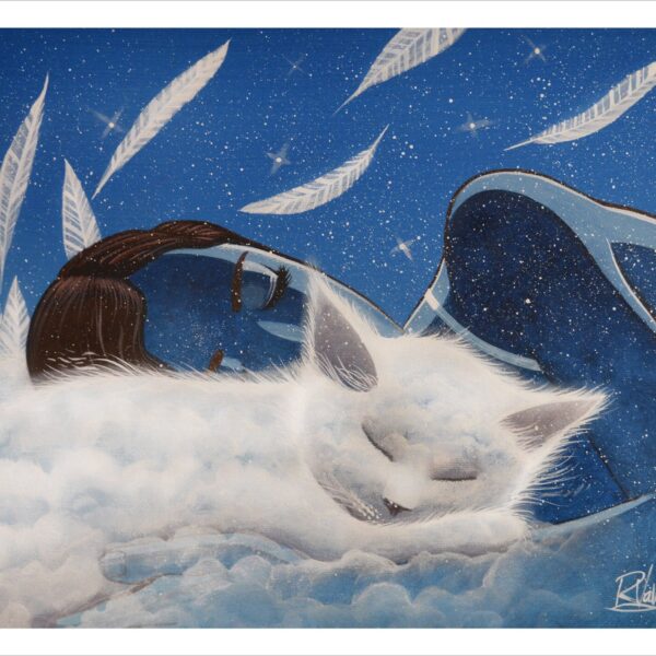 Personnal cloud - mystical cat cloud art print by Raphaël Vavasseur