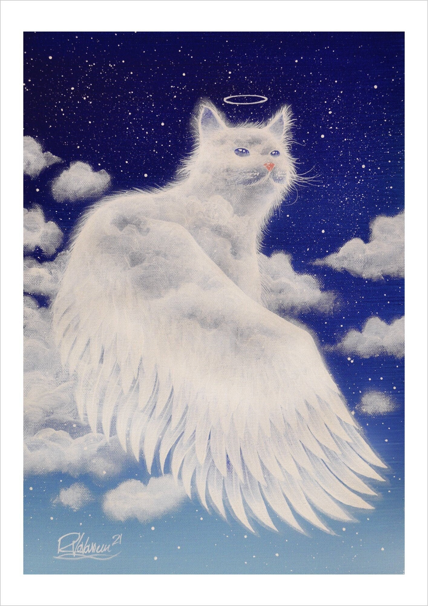 Angeloo - ethereal feline cloud print by Raphaël Vavasseur