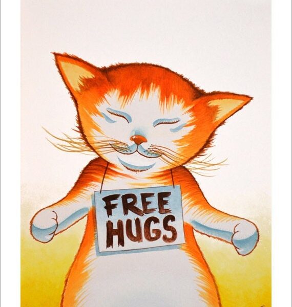Free hugs cat - soft mystical cat print by Raphaël Vavasseur