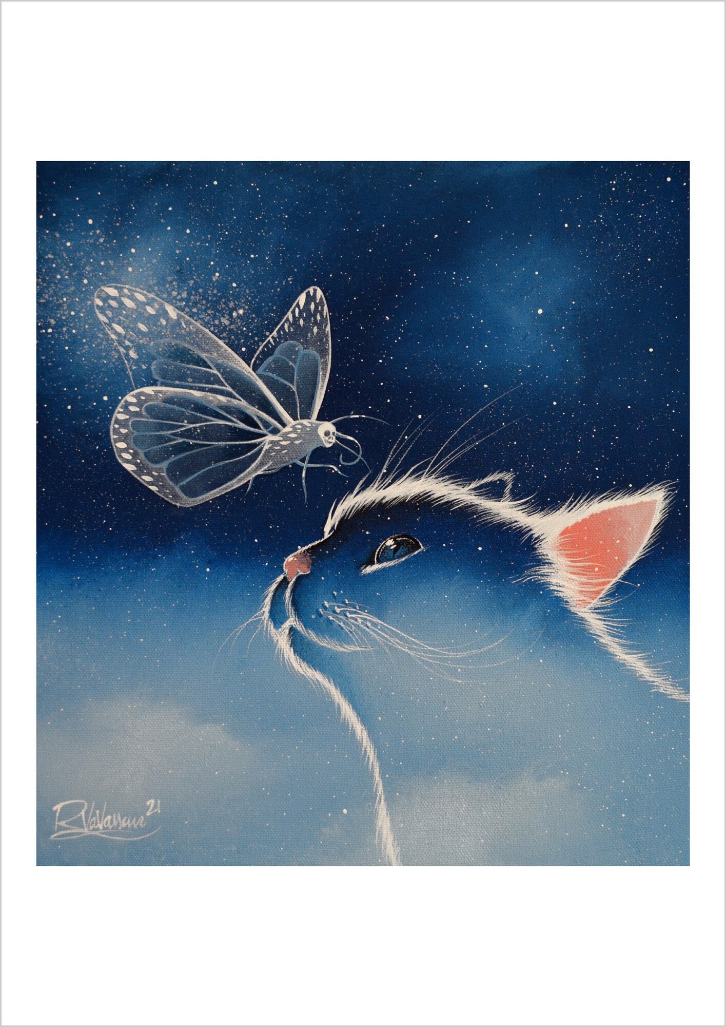 Cat life - ethereal feline cloud print by Raphaël Vavasseur