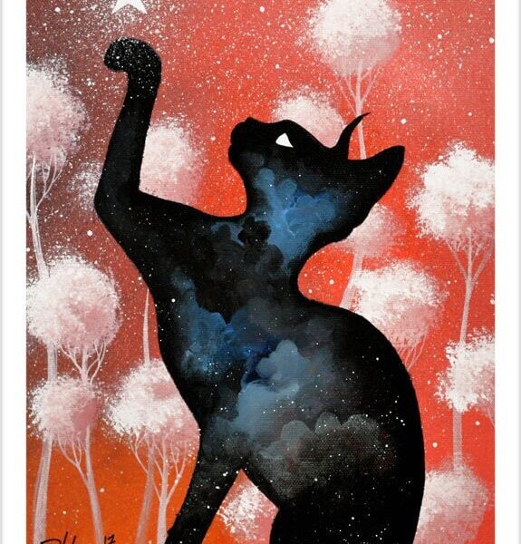 The star of cat - celestial feline art print by Raphaël Vavasseur