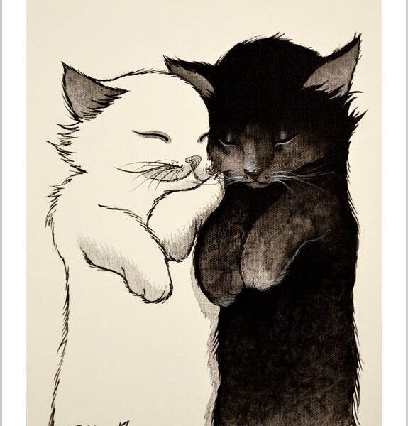 Only you - noir cat art print by Raphaël Vavasseur