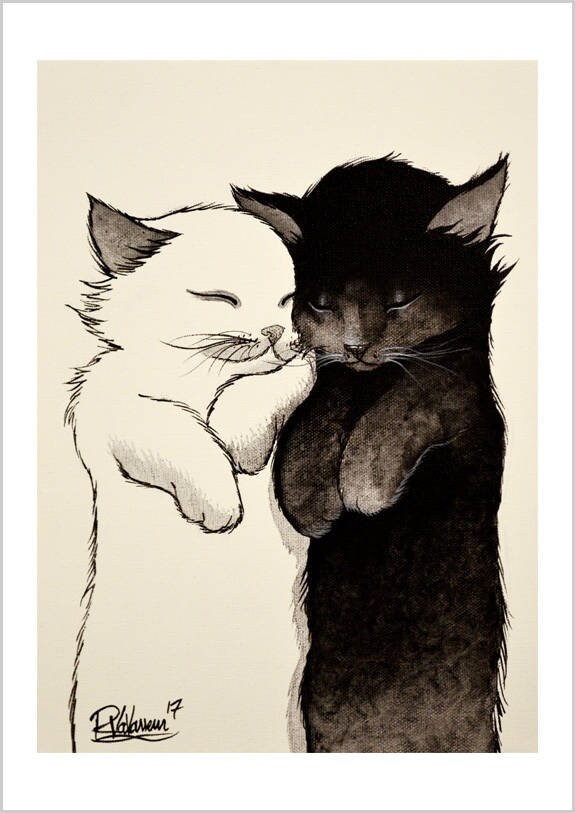 Only you - noir cat art print by Raphaël Vavasseur