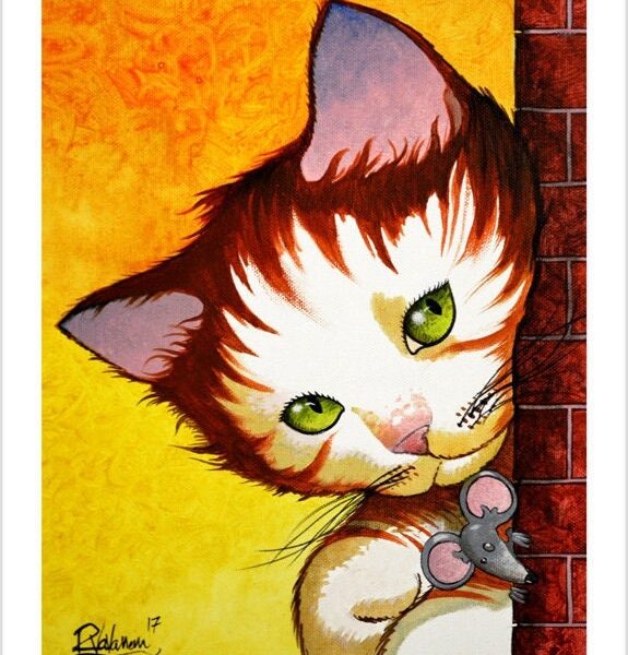 Street corner cat - delicate feline art print by Raphaël Vavasseur