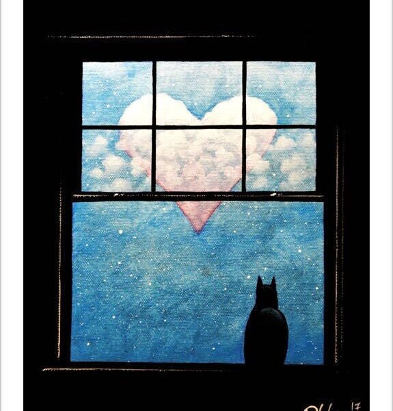 American window - delicate feline art print by Raphaël Vavasseur