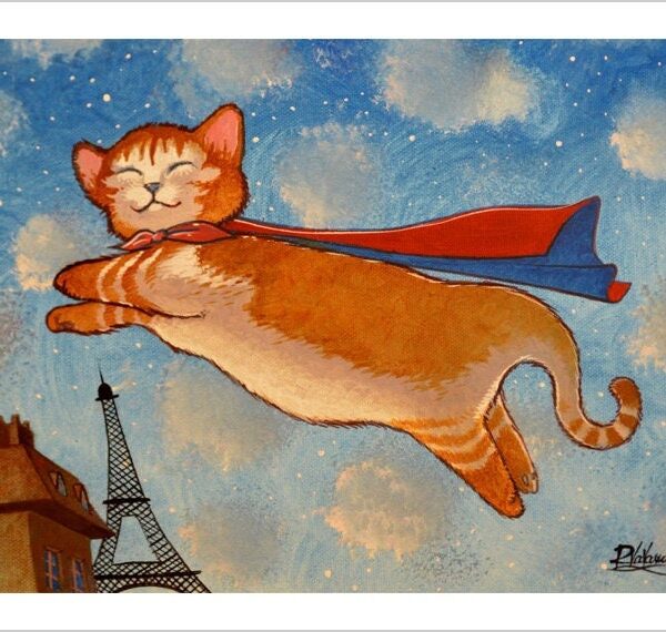 Super cuty cat - French mystical cat print by Raphaël Vavasseur