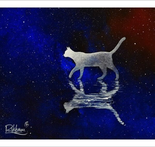 Infinite - celestial feline art print by Raphaël Vavasseur