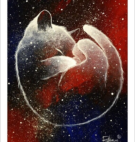 Galaxy cat - cosmic mystical cat print by Raphaël Vavasseur