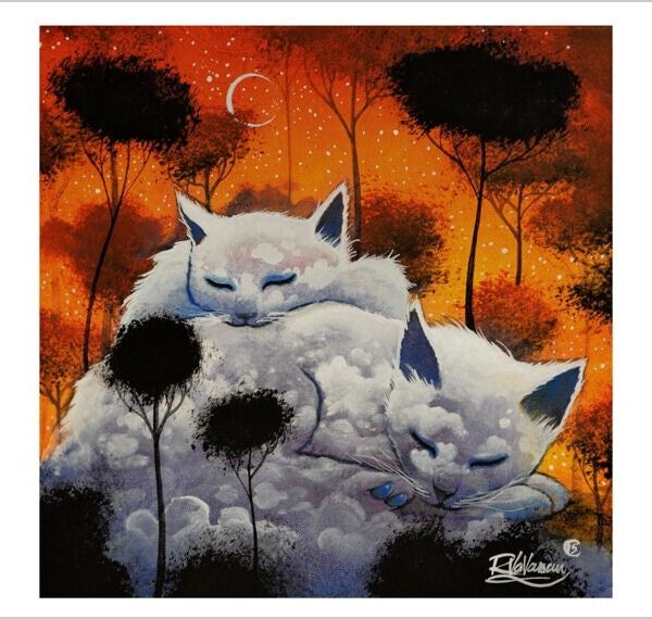 Wild night - dreamy cloud cat art print by Raphaël Vavasseur