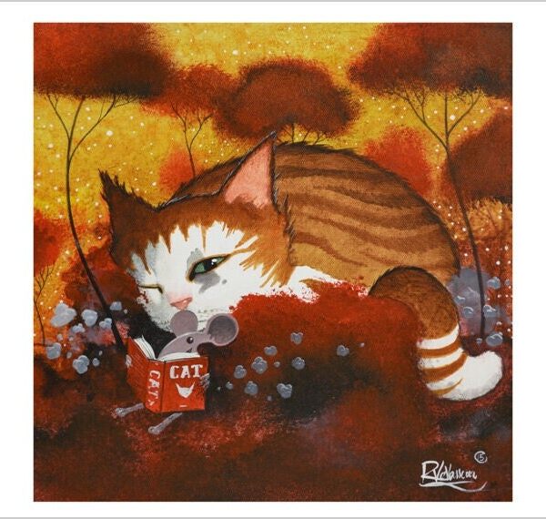 Keep an open eye - soft pastel cat art print by Raphaël Vavasseur