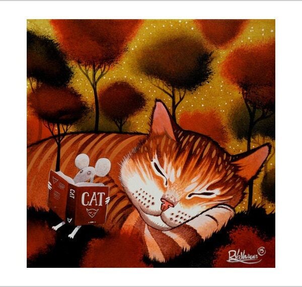 A cat story - soft mystical cat print by Raphaël Vavasseur