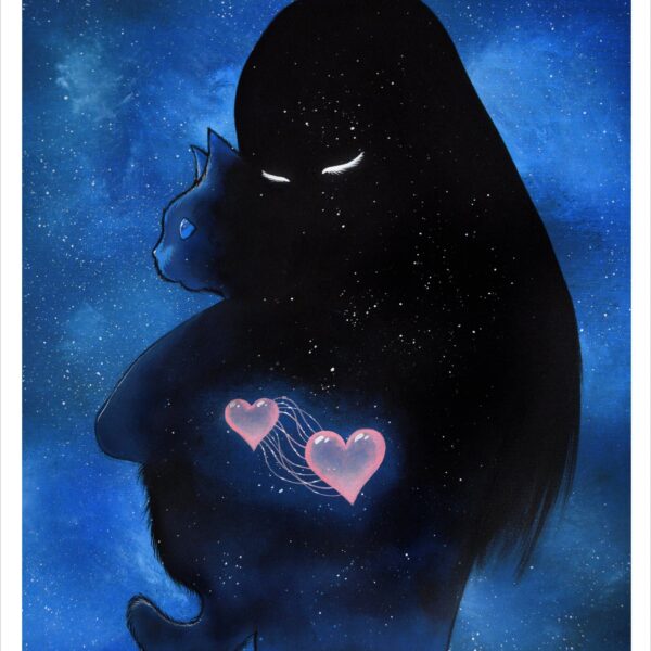 Bonds of the heart - gentle feline art print by Raphaël Vavasseur