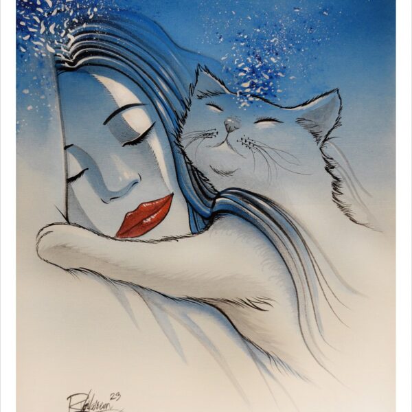 Nap with my hero - spellbound feline print by Raphaël Vavasseur