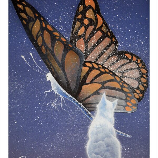 The star butterfly of cat - mystical cat cloud art print by Raphaël Vavasseur