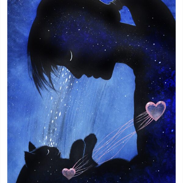 Kitten bonds - soft pastel cat art print by Raphaël Vavasseur